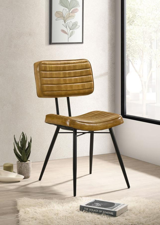 Misty Upholstered Leather Dining Chair - "Camel"