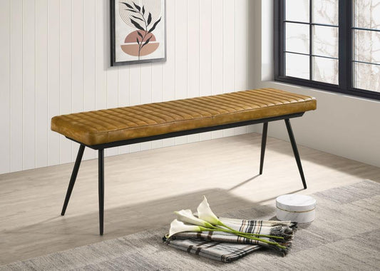 Misty Upholstered Leather Dining Bench - "Camel"
