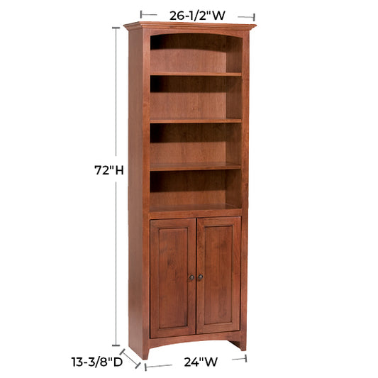McKenzie 24"W x 72"H Alder Bookcase w/Doors, Finished