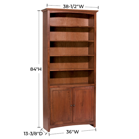 McKenzie 36″W x 84″H Bookcase w/ Doors, Finished
