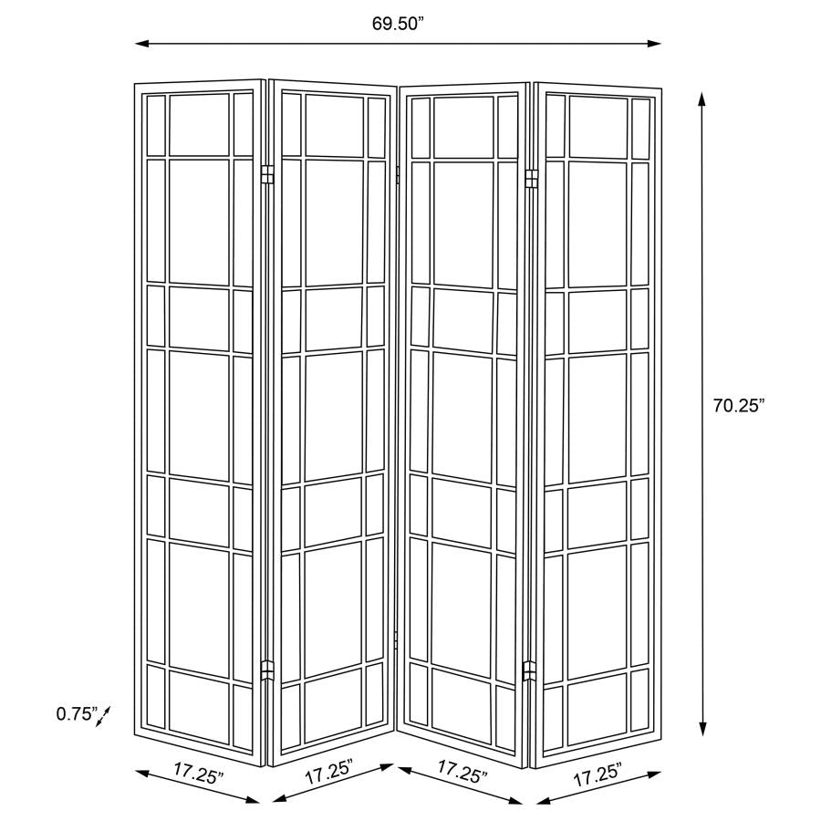 Catabella 4-Panel Room Divider - Floral Shoji Screen