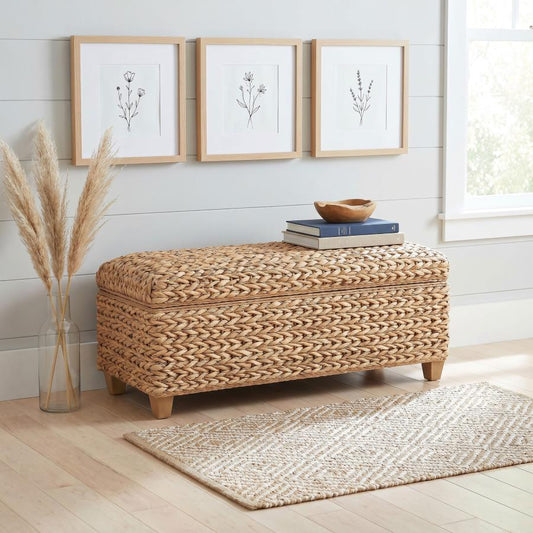 Laughton Hand-Woven Banana Leaf Storage Bench - 'Natural'