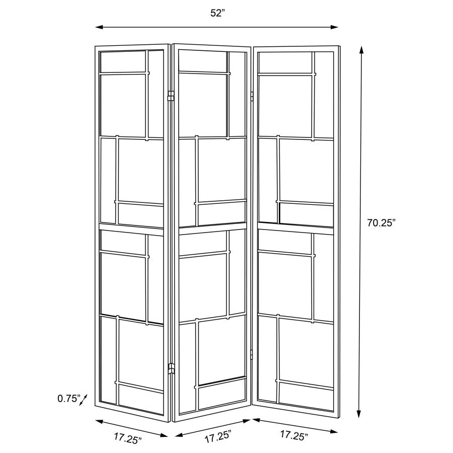 Damis 3-Panel Room Divider Folding Shoji Screen - "Black"