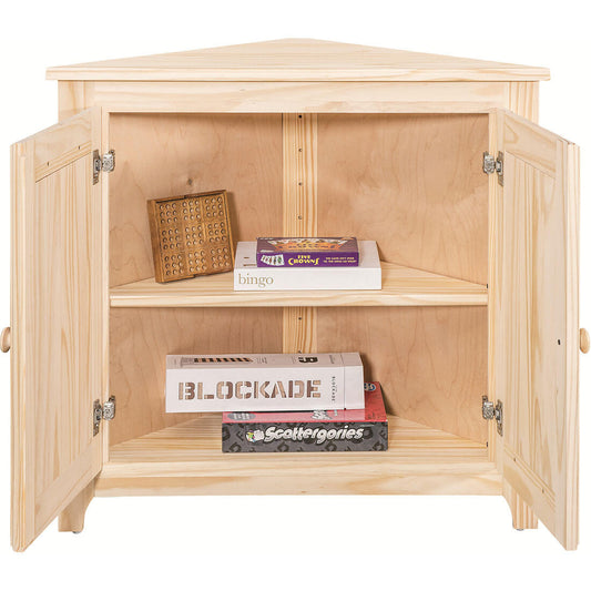 30" Pine Corner Shelf w/ Doors