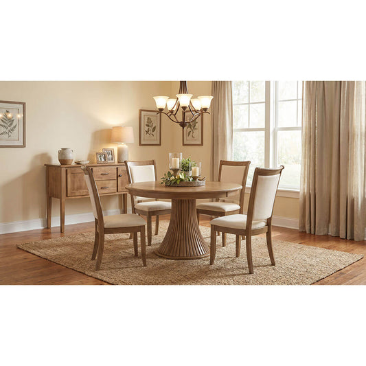 Maple Traditional Fluted 60"x60" Round Dining Table w/ 18" Leaf