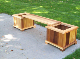 Wood Country Planter Bench Set