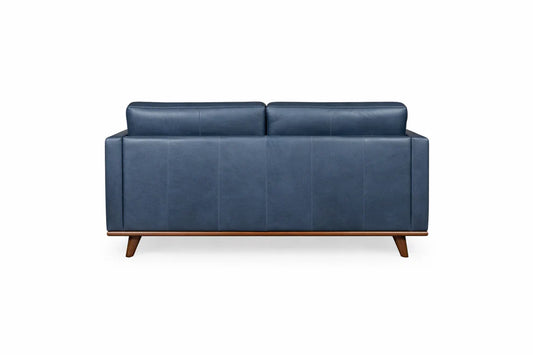 Edison Blue Leather Loveseat