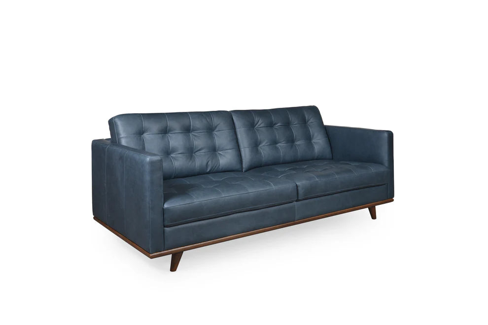 Edison Blue Leather Sofa