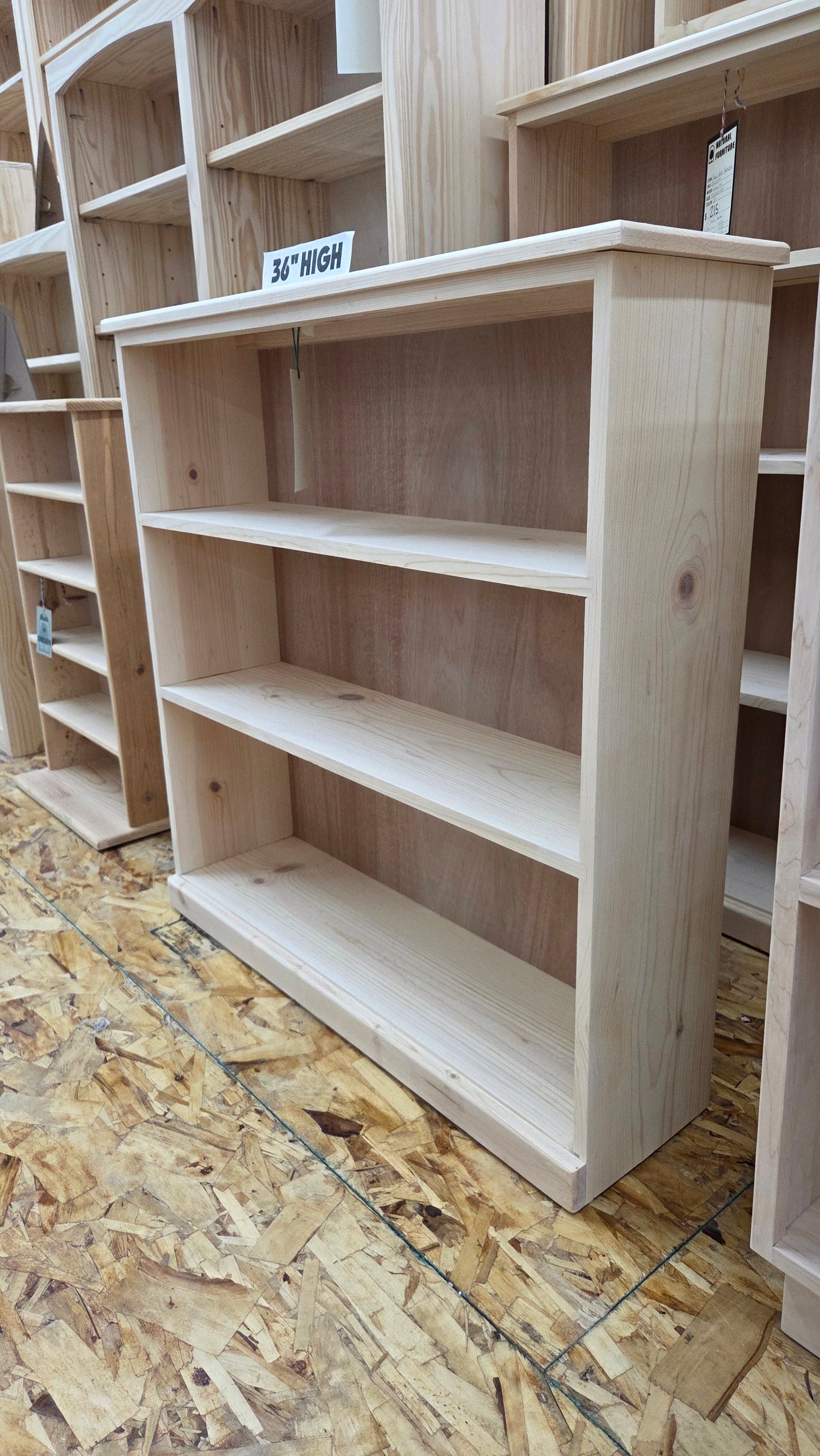 Customizable Pine Fixed Shelf Bookcase