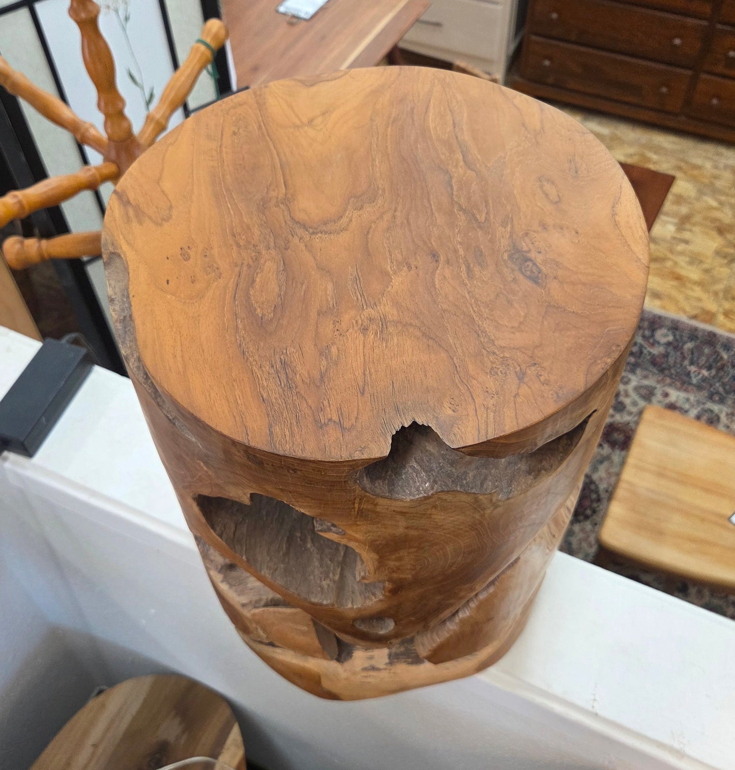 Tropical Teak Root Hassock Round Side Table