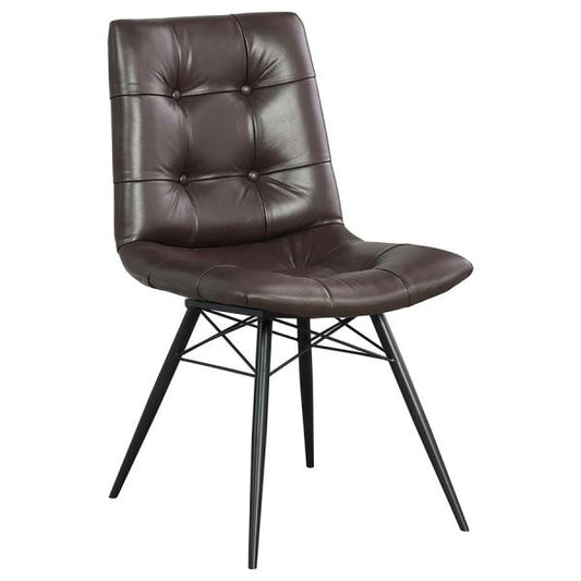 Aiken Upholstered Vegan Leather Dining Chair - "Dark Brown"