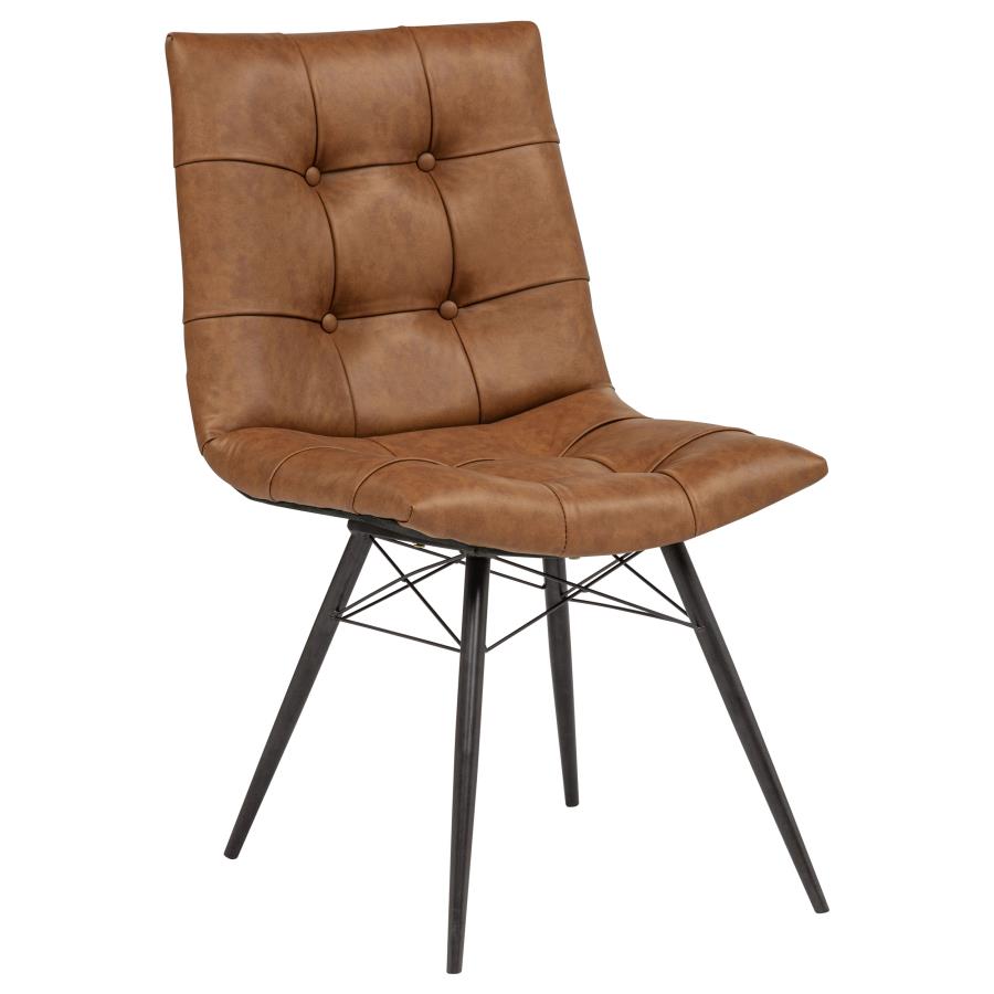 Aiken Upholstered Vegan Leather Dining Chair - "Saddle Brown"