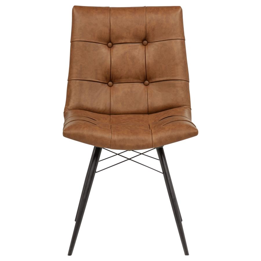 Aiken Upholstered Vegan Leather Dining Chair - "Saddle Brown"