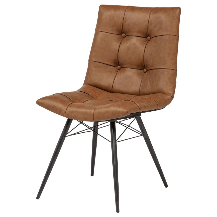 Aiken Upholstered Vegan Leather Dining Chair - "Saddle Brown"