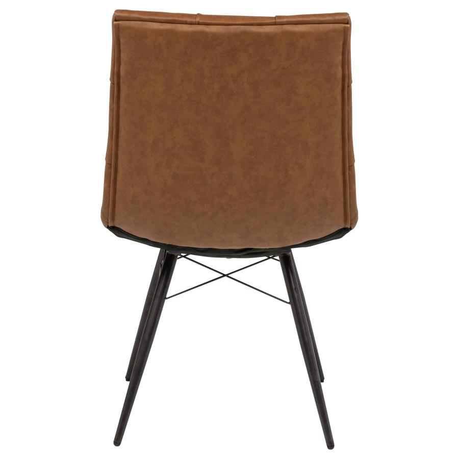 Aiken Upholstered Vegan Leather Dining Chair - "Saddle Brown"