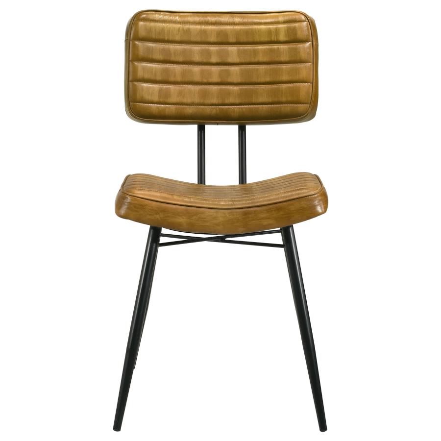 Misty Upholstered Leather Dining Chair - "Camel"