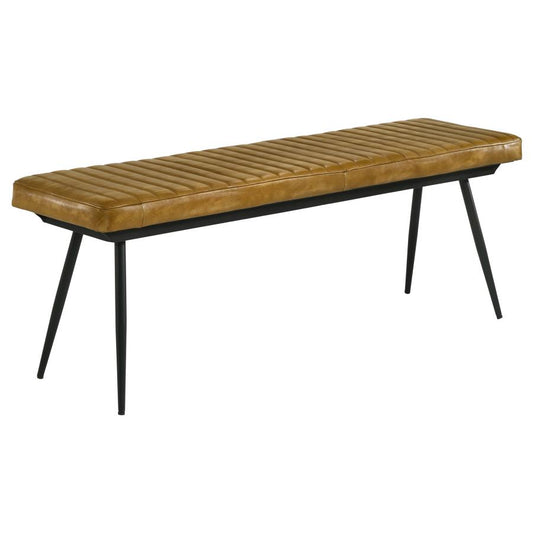 Misty Upholstered Leather Dining Bench - "Camel"