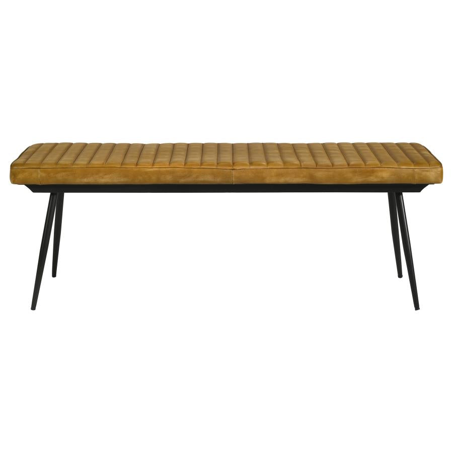 Misty Upholstered Leather Dining Bench - "Camel"