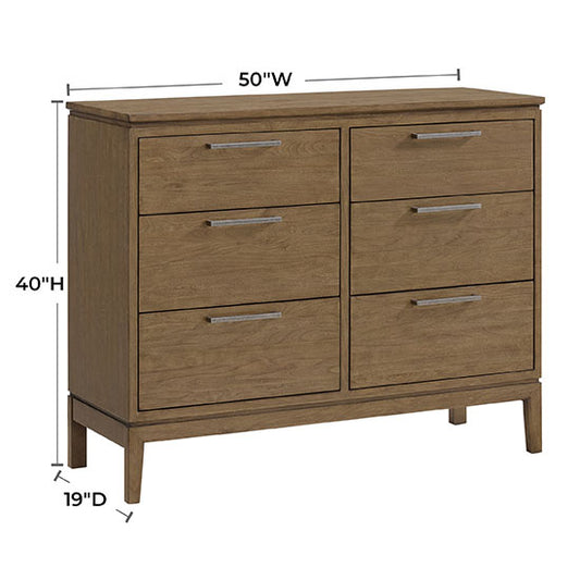 Bailey 6-Drawer 50"W Low Dresser