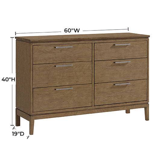 Bailey 6-Drawer 60"W Low Dresser