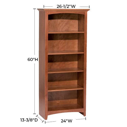 McKenzie  24"W x 60"H Alder Bookcase, Finished