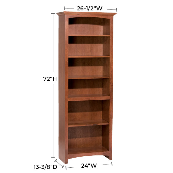 McKenzie  24"W x 72"H Alder Bookcase, Finished