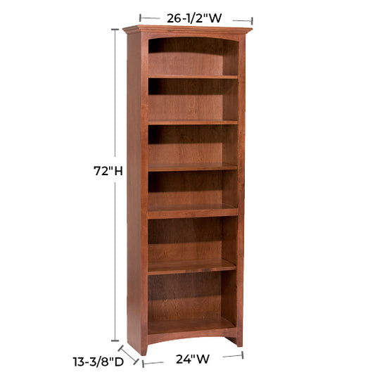 McKenzie  24"W x 72"H Alder Bookcase, Finished