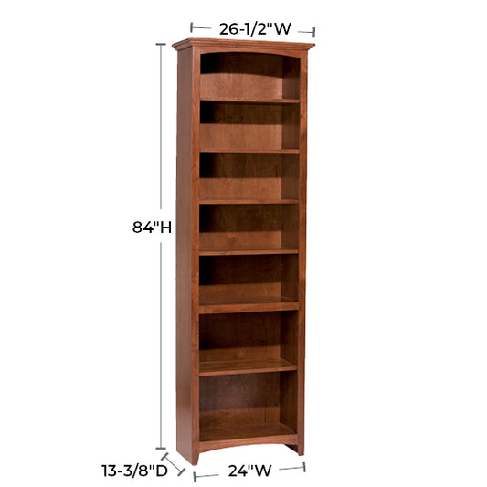 McKenzie  24"W x 84"H Alder Bookcase, Finished
