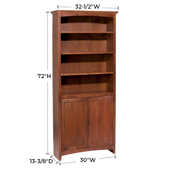 McKenzie 30″W x 72″H Bookcase w/ Doors, Finished