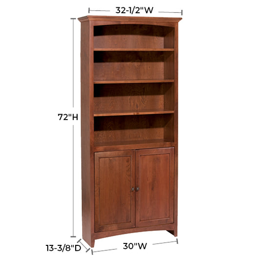 McKenzie 30″W x 72″H Bookcase w/ Doors, Finished