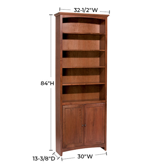 McKenzie 30″W x 84″H Bookcase w/ Doors, Finished