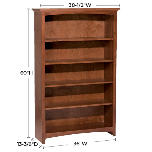 McKenzie 36″W x 60″H Bookcase, Finished