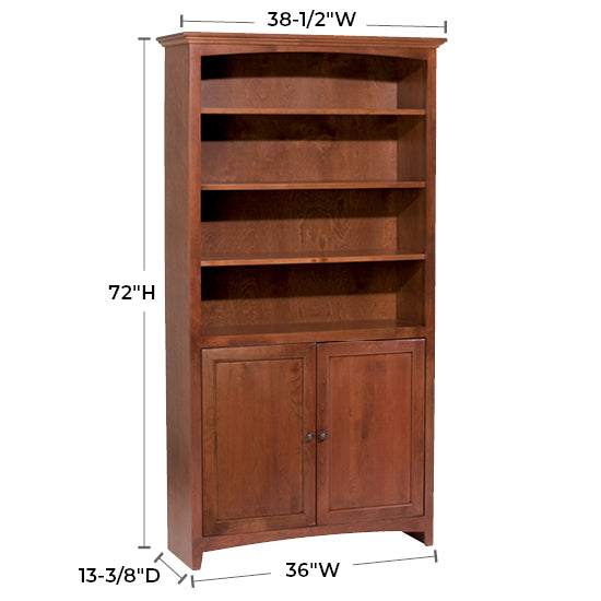 McKenzie 36″W x 72″H Bookcase w/ Doors, Finished