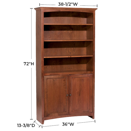 McKenzie 36″W x 72″H Bookcase w/ Doors, Finished