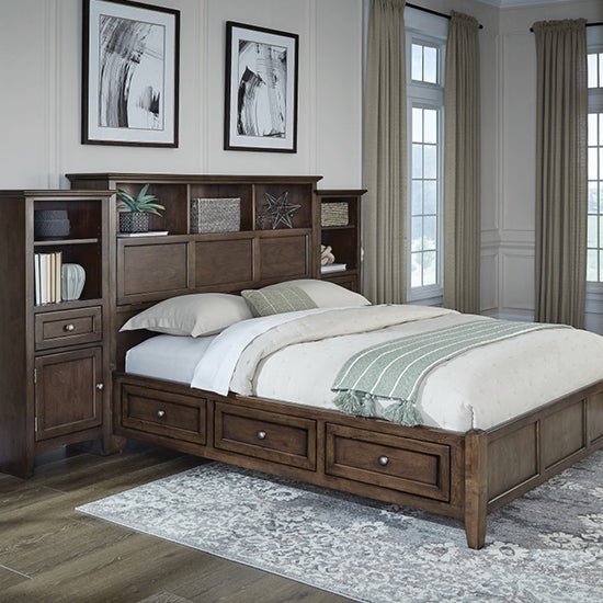 McKenzie Queen Classic Bookcase Storage Bed