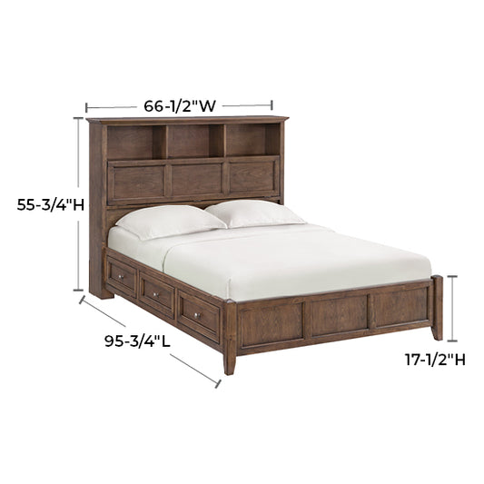 McKenzie Queen Classic Bookcase Storage Bed