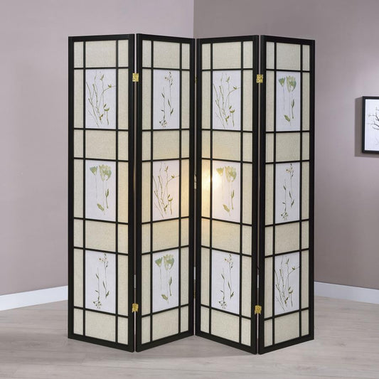 Catabella 4-Panel Room Divider - Floral Shoji Screen