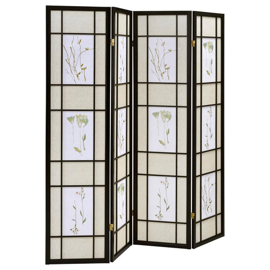 Catabella 4-Panel Room Divider - Floral Shoji Screen
