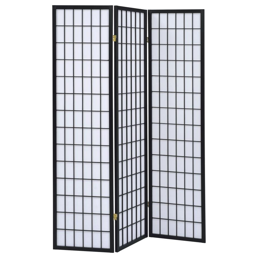 Carrie 3-Panel Room Divider Folding Shoji Screen - "Black"