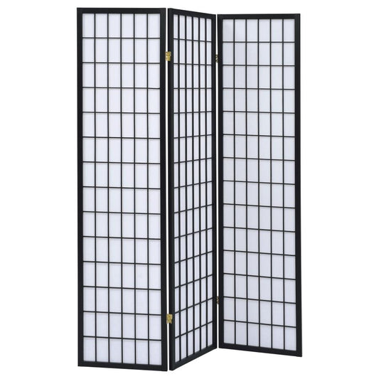 Carrie 3-Panel Room Divider Folding Shoji Screen - "Black"