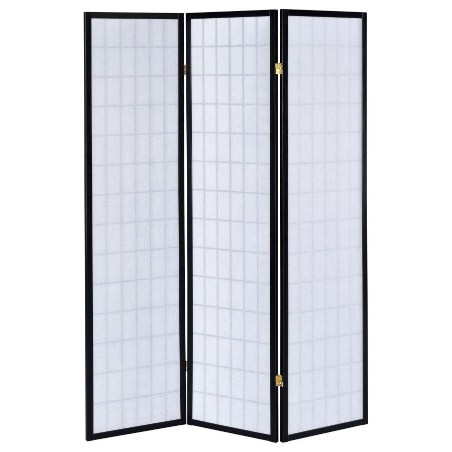 Carrie 3-Panel Room Divider Folding Shoji Screen - "Black"