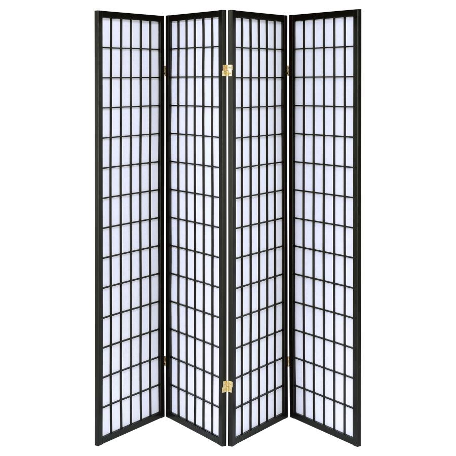 Roberto 4-Panel Room Divider Shoji Screen - "Black"