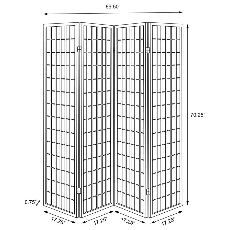 Roberto 4-Panel Room Divider Shoji Screen - "Black"