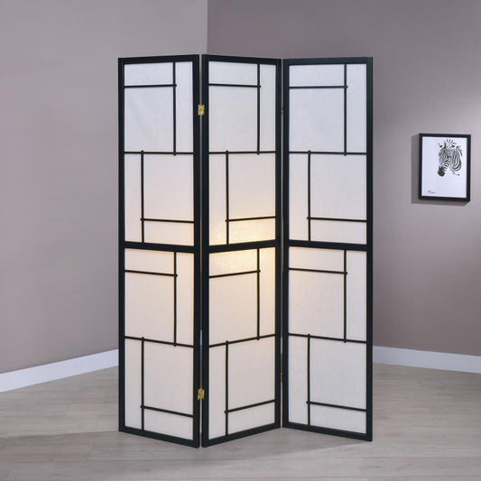 Damis 3-Panel Room Divider Folding Shoji Screen - "Black"