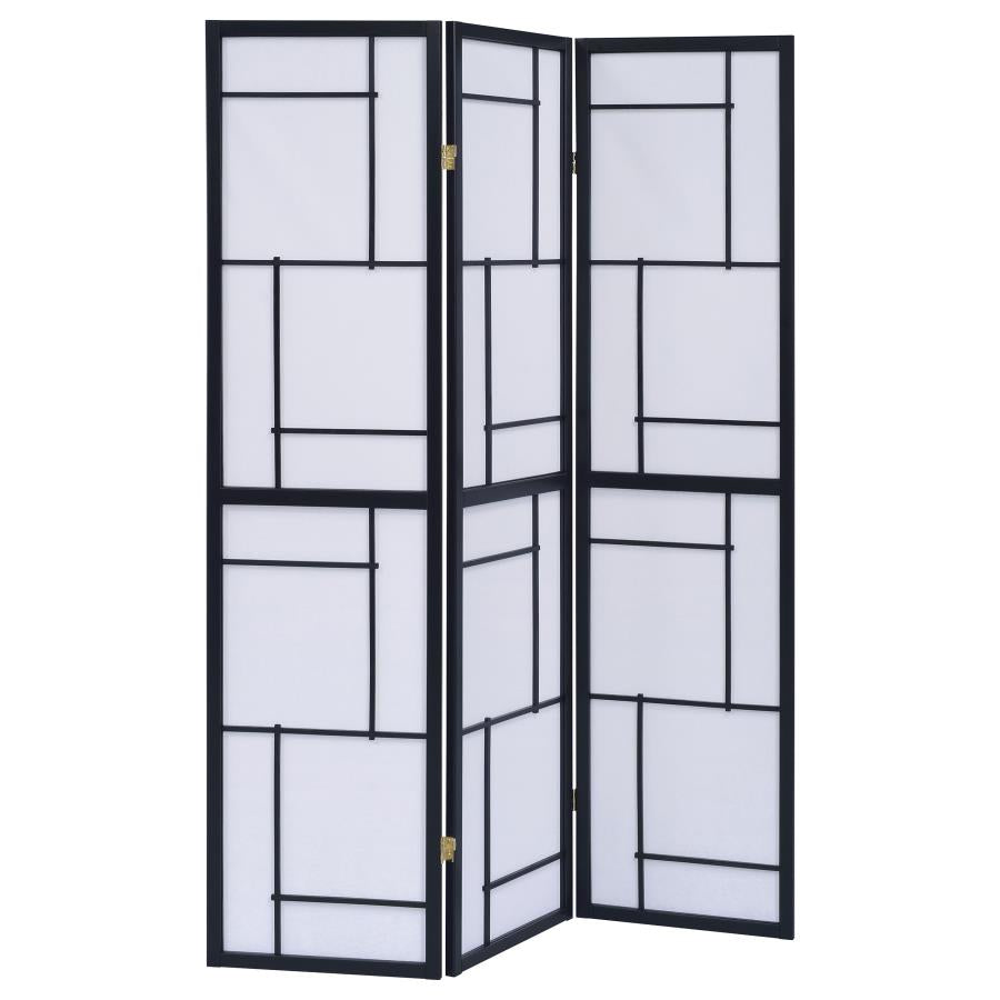 Damis 3-Panel Room Divider Folding Shoji Screen - "Black"