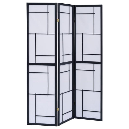 Damis 3-Panel Room Divider Folding Shoji Screen - "Black"