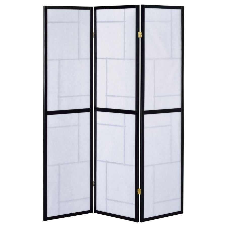 Damis 3-Panel Room Divider Folding Shoji Screen - "Black"