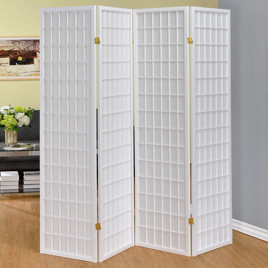 Roberto 4-Panel Room Divider Shoji Screen - "White"