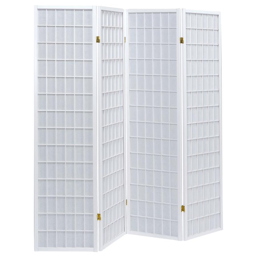 Roberto 4-Panel Room Divider Shoji Screen - "White"