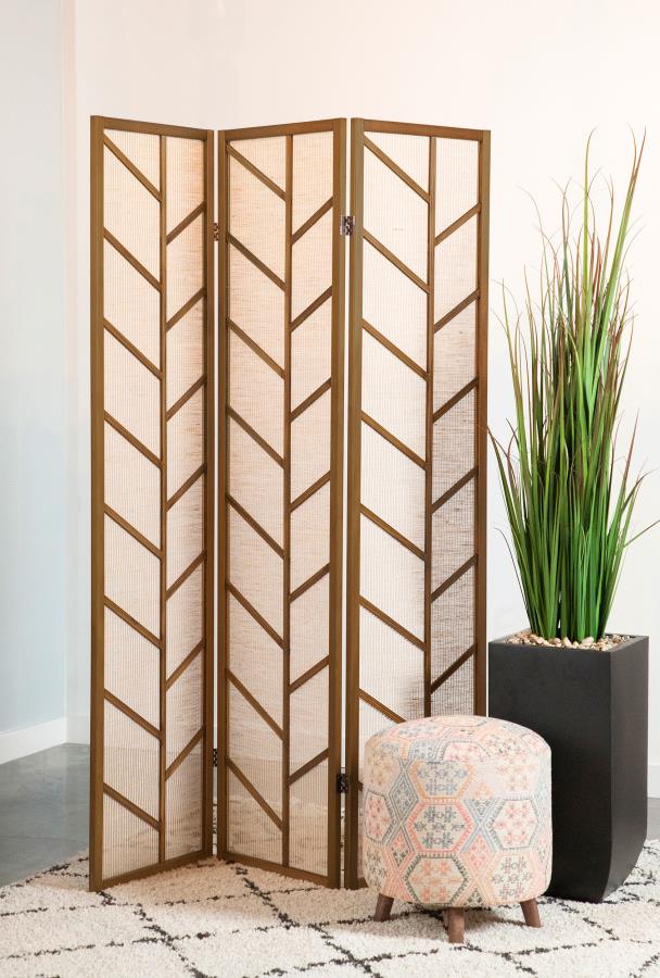 Mila 3-Panel Room Divider Folding Shoji Screen - "Walnut"